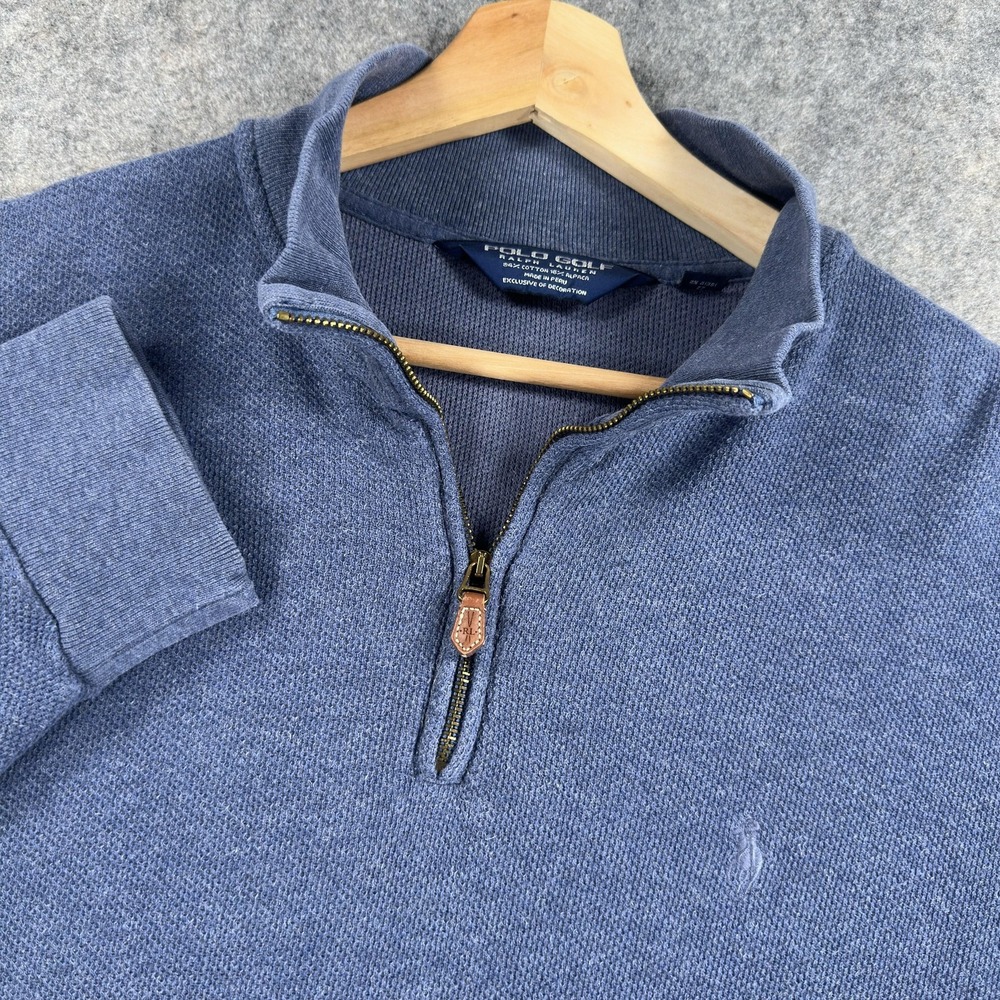 Polo Golf Ralph Lauren Sweater‎ Mens XL Blue Quarter Zip Mock Neck Alpaca Blend